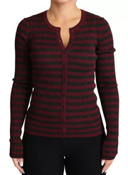 Dolce & Gabbana Black Red Striped Womens Cardigan Sweater - ACCEXO