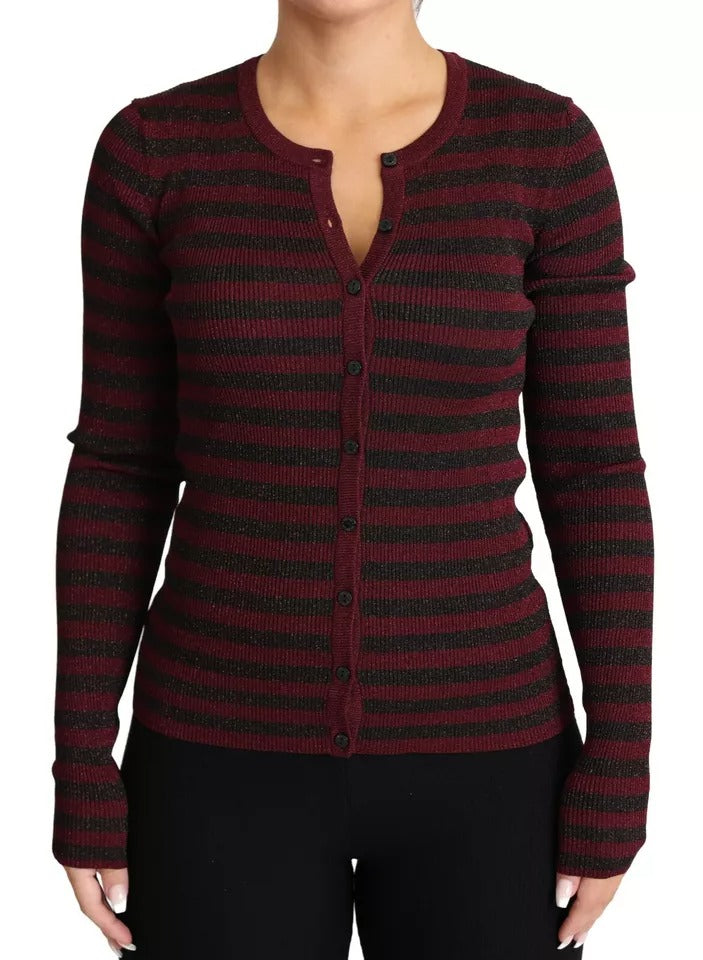 Dolce & Gabbana Black Red Striped Womens Cardigan Sweater - ACCEXO