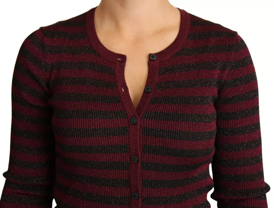 Dolce & Gabbana Black Red Striped Womens Cardigan Sweater - ACCEXO