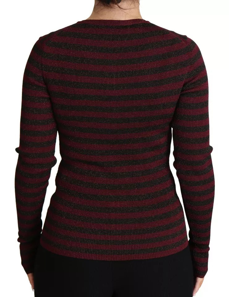 Dolce & Gabbana Black Red Striped Womens Cardigan Sweater - ACCEXO