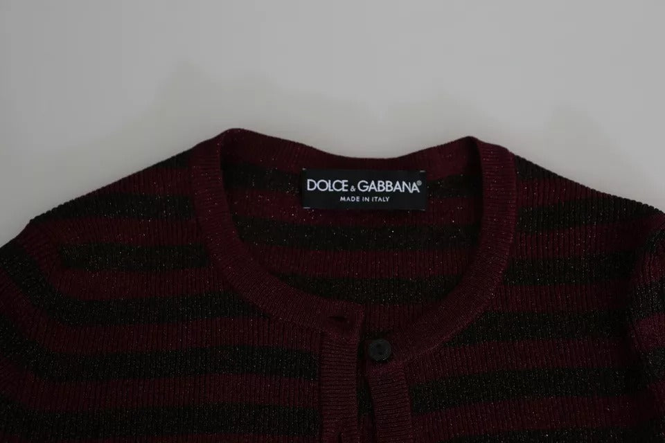 Dolce & Gabbana Black Red Striped Womens Cardigan Sweater - ACCEXO