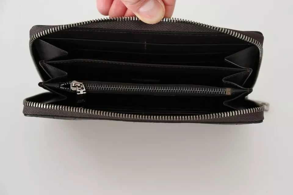 Dolce & Gabbana Brown Exotic Leather Zip Around Continental Clutch Wallet for Men