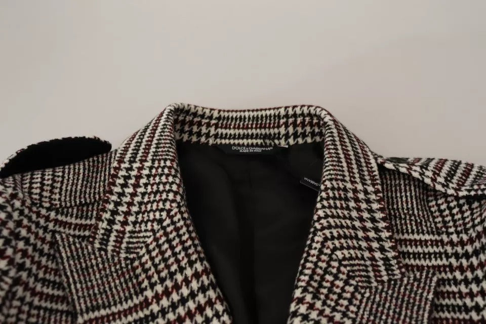 Dolce & Gabbana Gray Check Plaid Long Trench Coat Jacket - ACCEXO