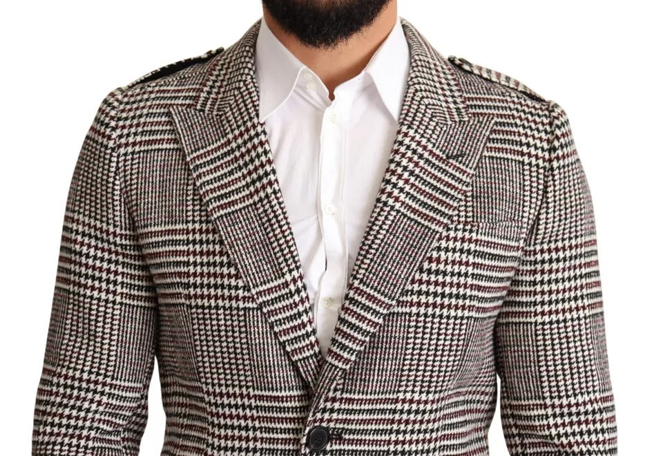 Dolce & Gabbana Gray Check Plaid Long Trench Coat Jacket - ACCEXO