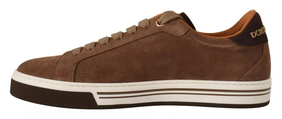Dolce & Gabbana Brown Suede Logo Low Top Sneakers Men Shoes - ACCEXO