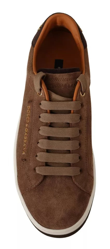 Dolce & Gabbana Brown Suede Logo Low Top Sneakers Men Shoes - ACCEXO