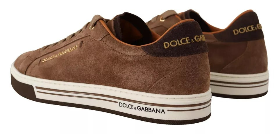 Dolce & Gabbana Brown Suede Logo Low Top Sneakers Men Shoes - ACCEXO