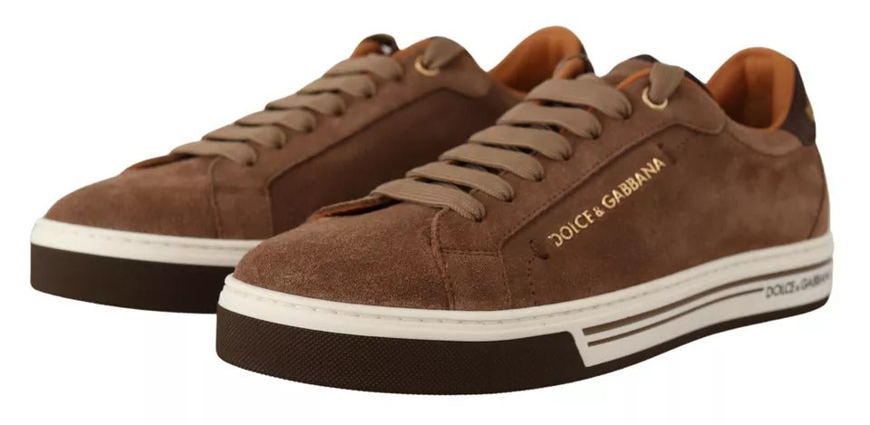 Dolce & Gabbana Brown Suede Logo Low Top Sneakers Men Shoes - ACCEXO