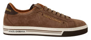 Dolce & Gabbana Brown Suede Logo Low Top Sneakers Men Shoes - ACCEXO
