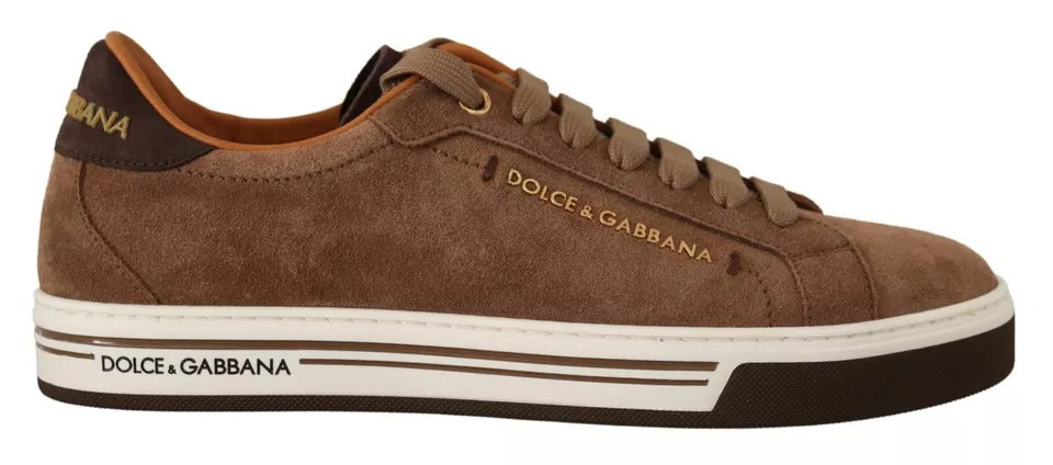 Dolce & Gabbana Brown Suede Logo Low Top Sneakers Men Shoes - ACCEXO