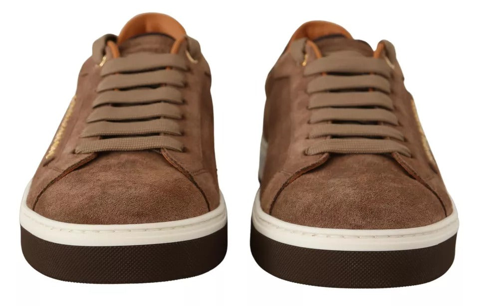Dolce & Gabbana Brown Suede Logo Low Top Sneakers Men Shoes - ACCEXO