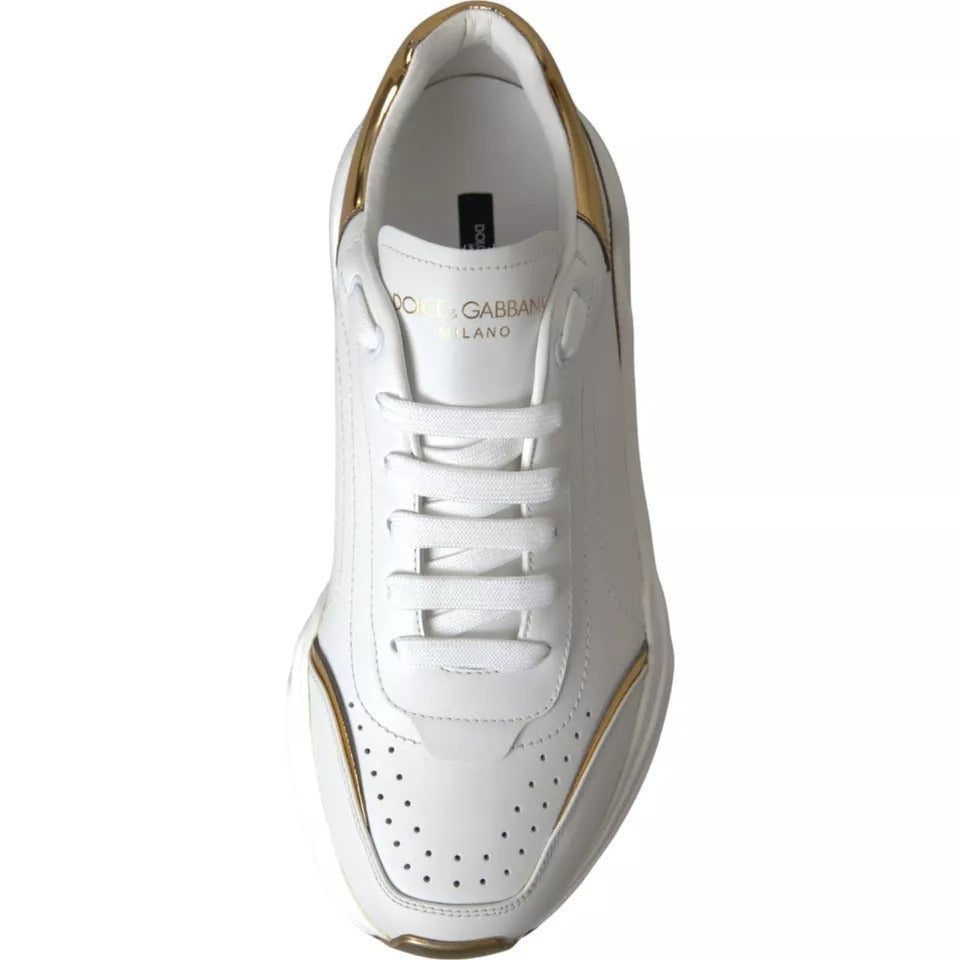 Dolce & Gabbana White Gold DAYMASTER Leather Sneakers Men Shoes - ACCEXO
