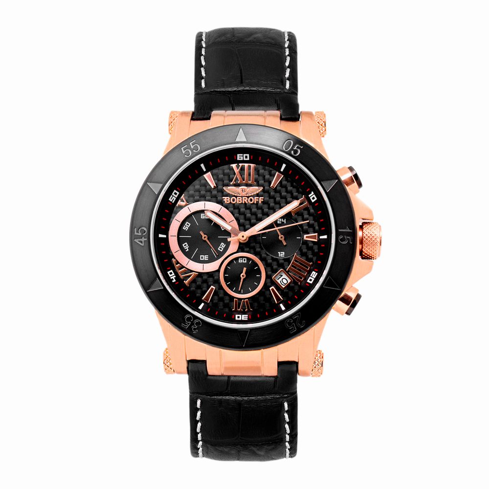 Bobroff Black Leather Dress Watch Main image