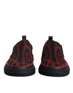 Dolce & Gabbana Red Black Leopard Cotton Men Low Top Sneakers Shoes - ACCEXO