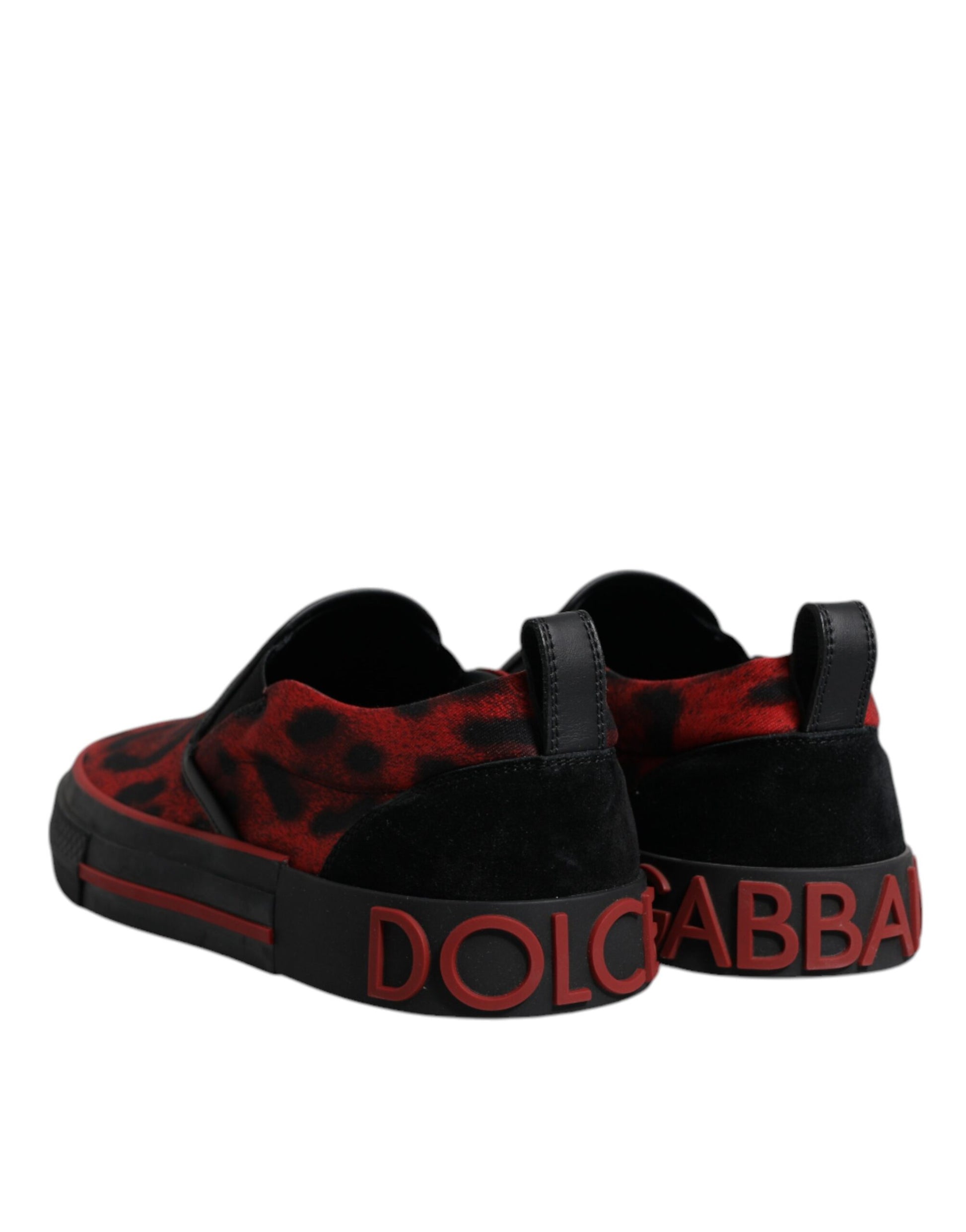 Dolce & Gabbana Red Black Leopard Cotton Men Low Top Sneakers Shoes - ACCEXO