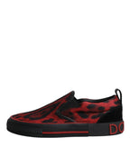 Dolce & Gabbana Red Black Leopard Cotton Men Low Top Sneakers Shoes - ACCEXO