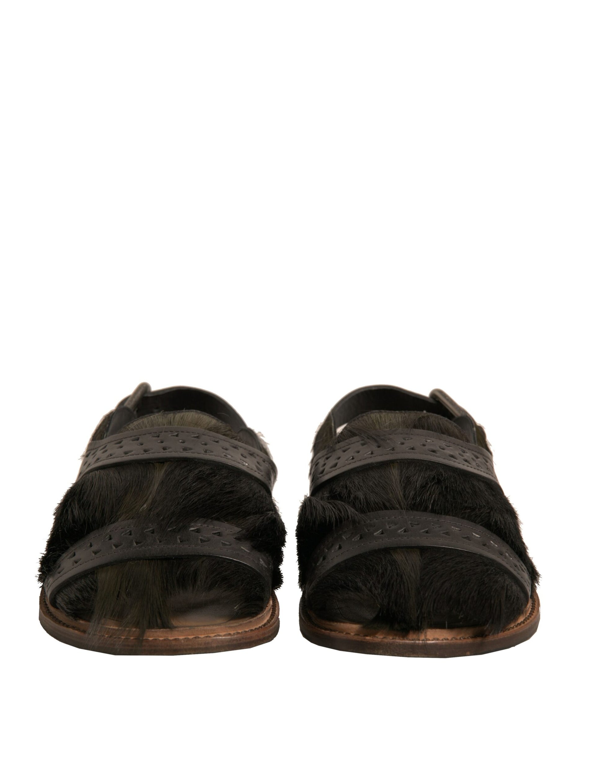 Dolce & Gabbana Green Gazelle Hair Leather Flats Sandals Shoes - ACCEXO