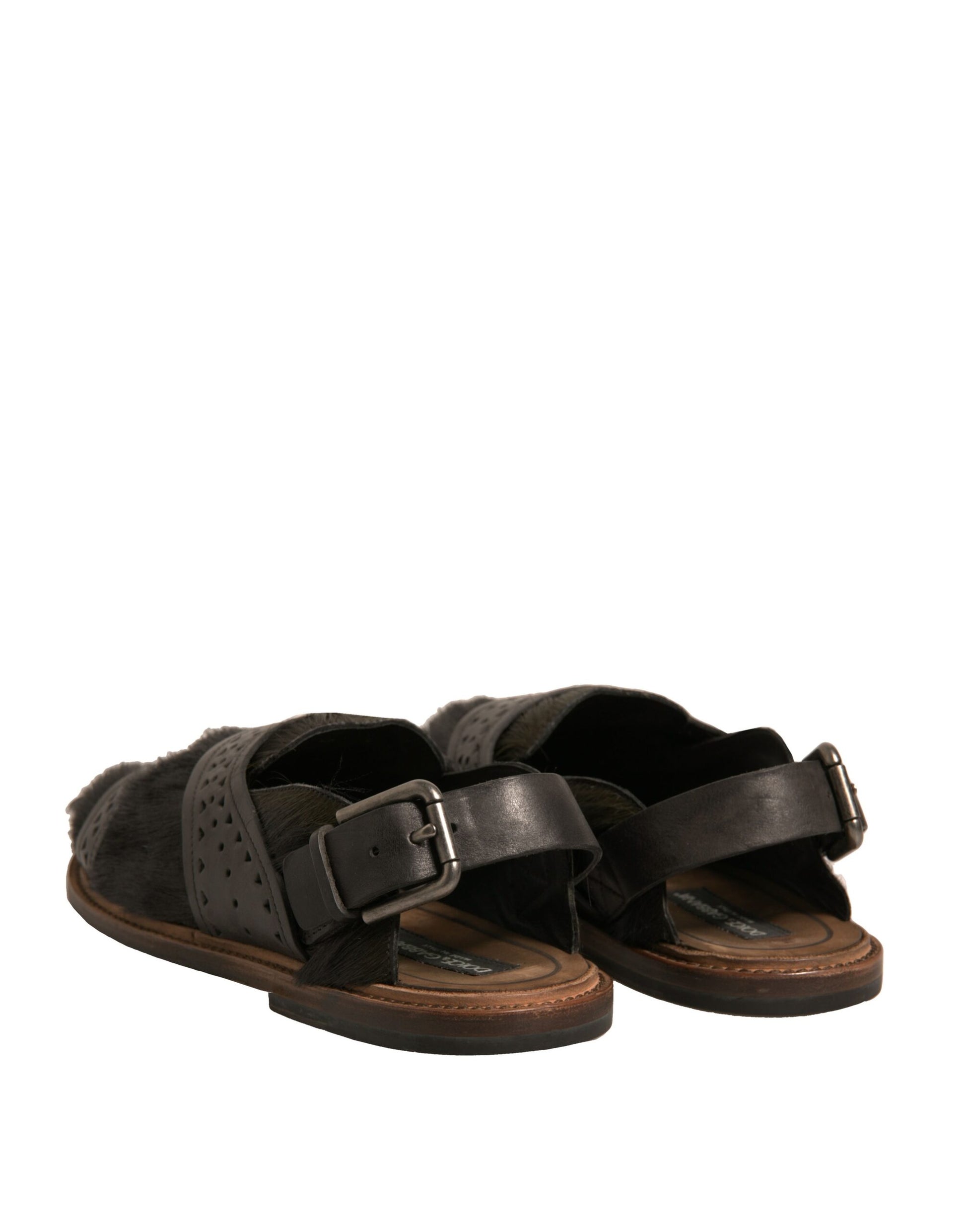 Dolce & Gabbana Green Gazelle Hair Leather Flats Sandals Shoes - ACCEXO