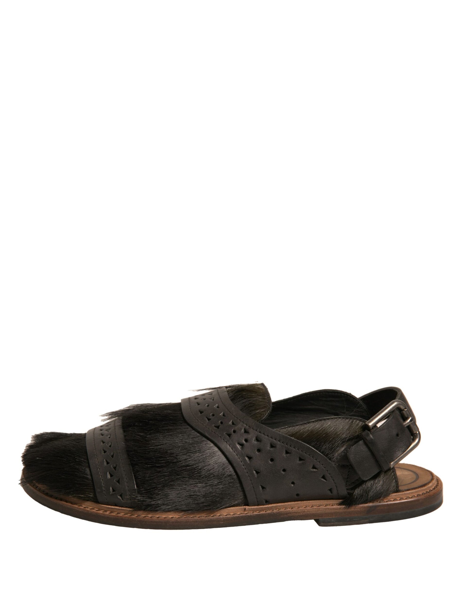 Dolce & Gabbana Green Gazelle Hair Leather Flats Sandals Shoes - ACCEXO