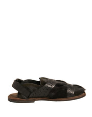 Dolce & Gabbana Green Gazelle Hair Leather Flats Sandals Shoes - ACCEXO