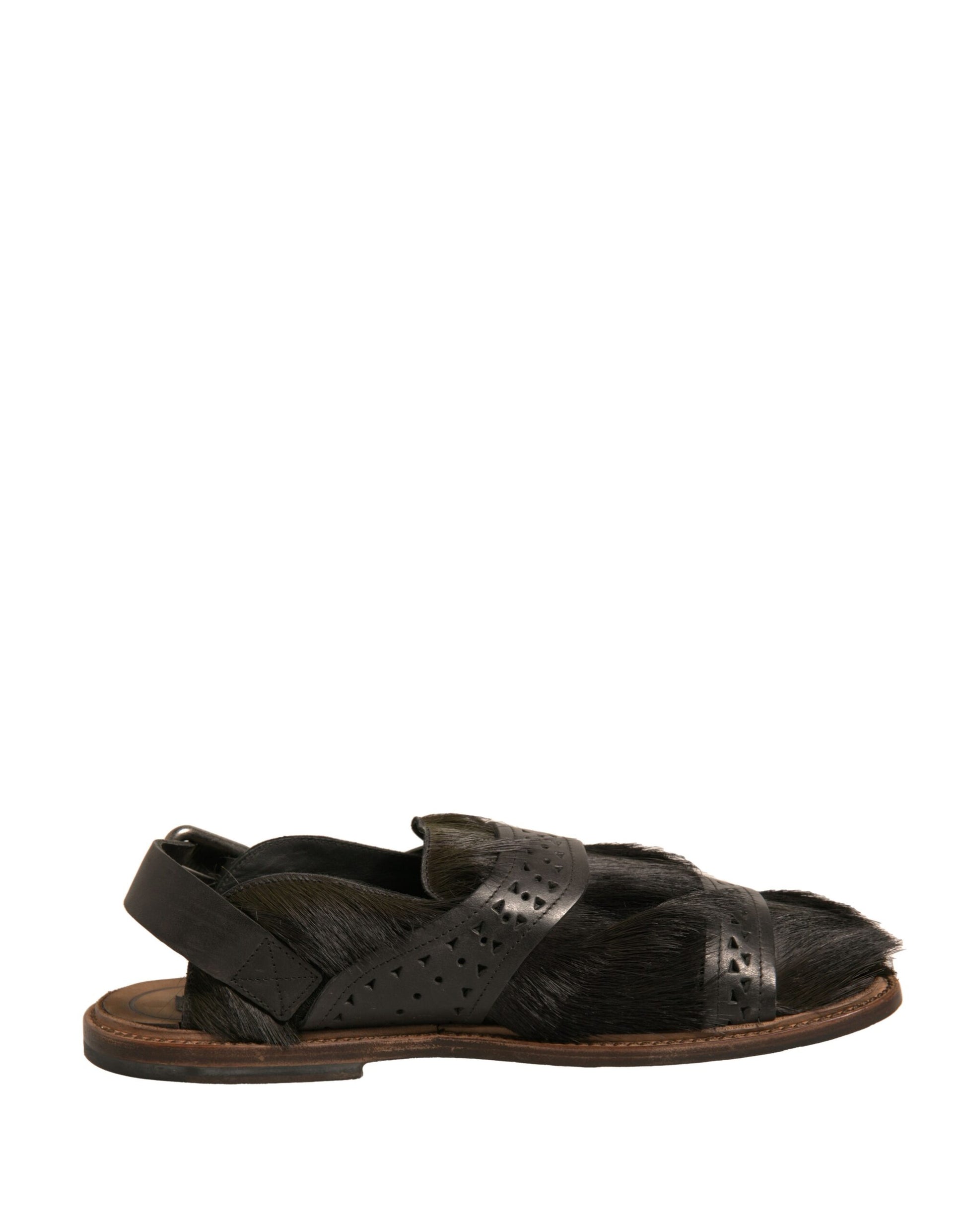 Dolce & Gabbana Green Gazelle Hair Leather Flats Sandals Shoes - ACCEXO