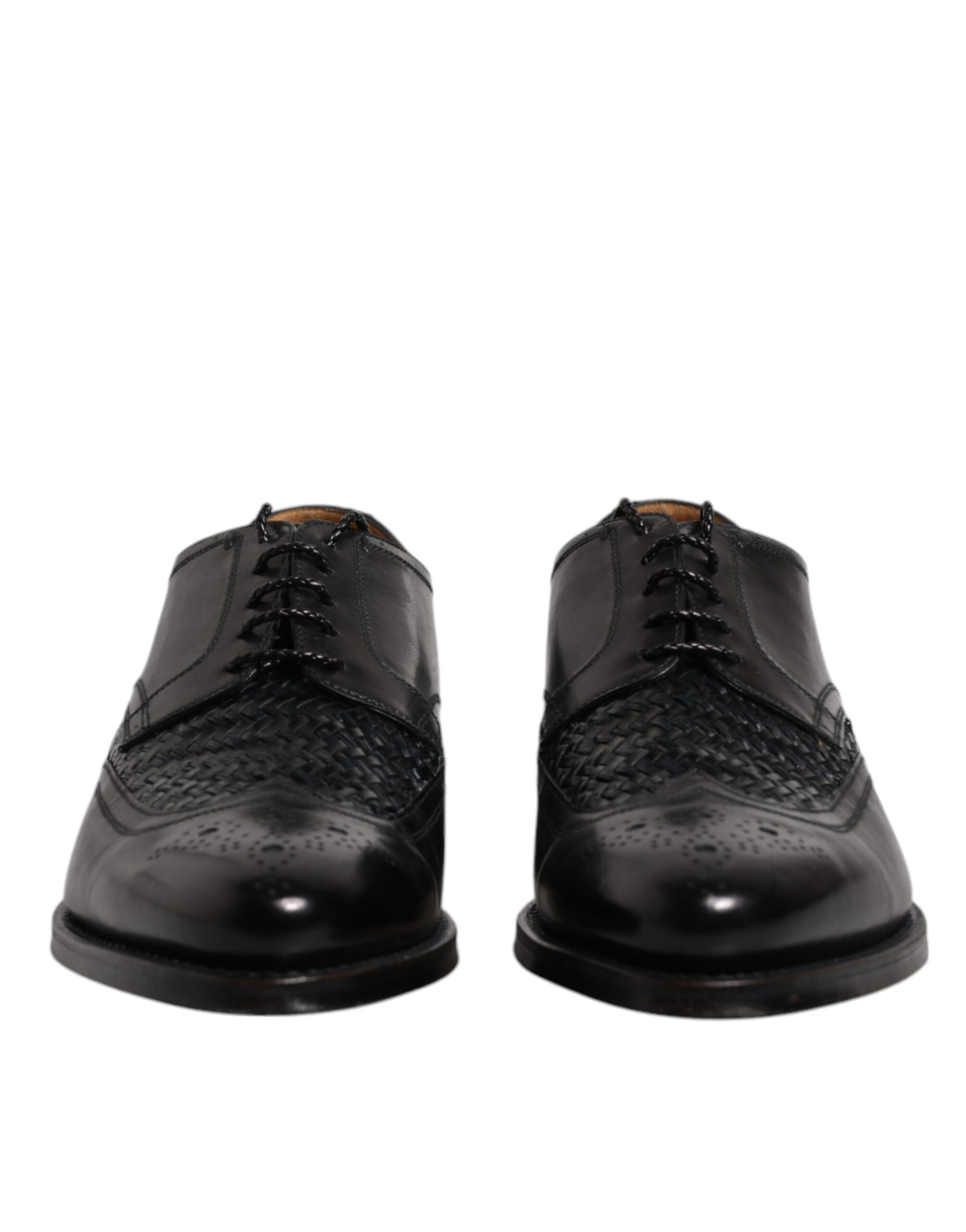 Dolce & Gabbana Black Leather Derby Wingtip Lace Up Formal Dress Shoes - ACCEXO