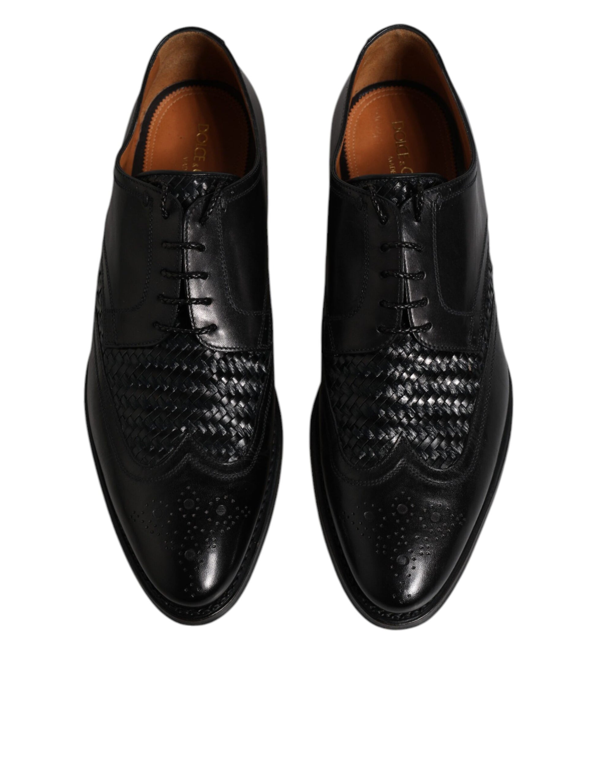 Dolce & Gabbana Black Leather Derby Wingtip Lace Up Formal Dress Shoes - ACCEXO