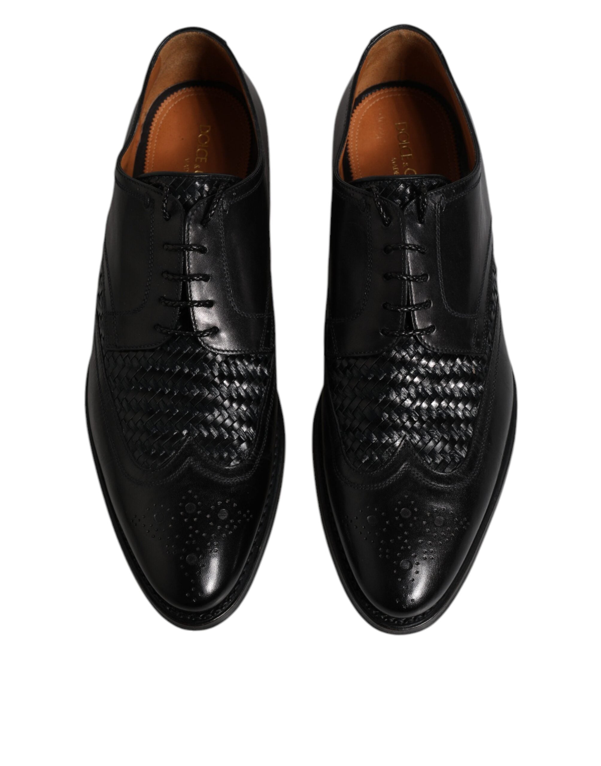 Dolce & Gabbana Black Leather Derby Wingtip Lace Up Formal Dress Shoes - ACCEXO