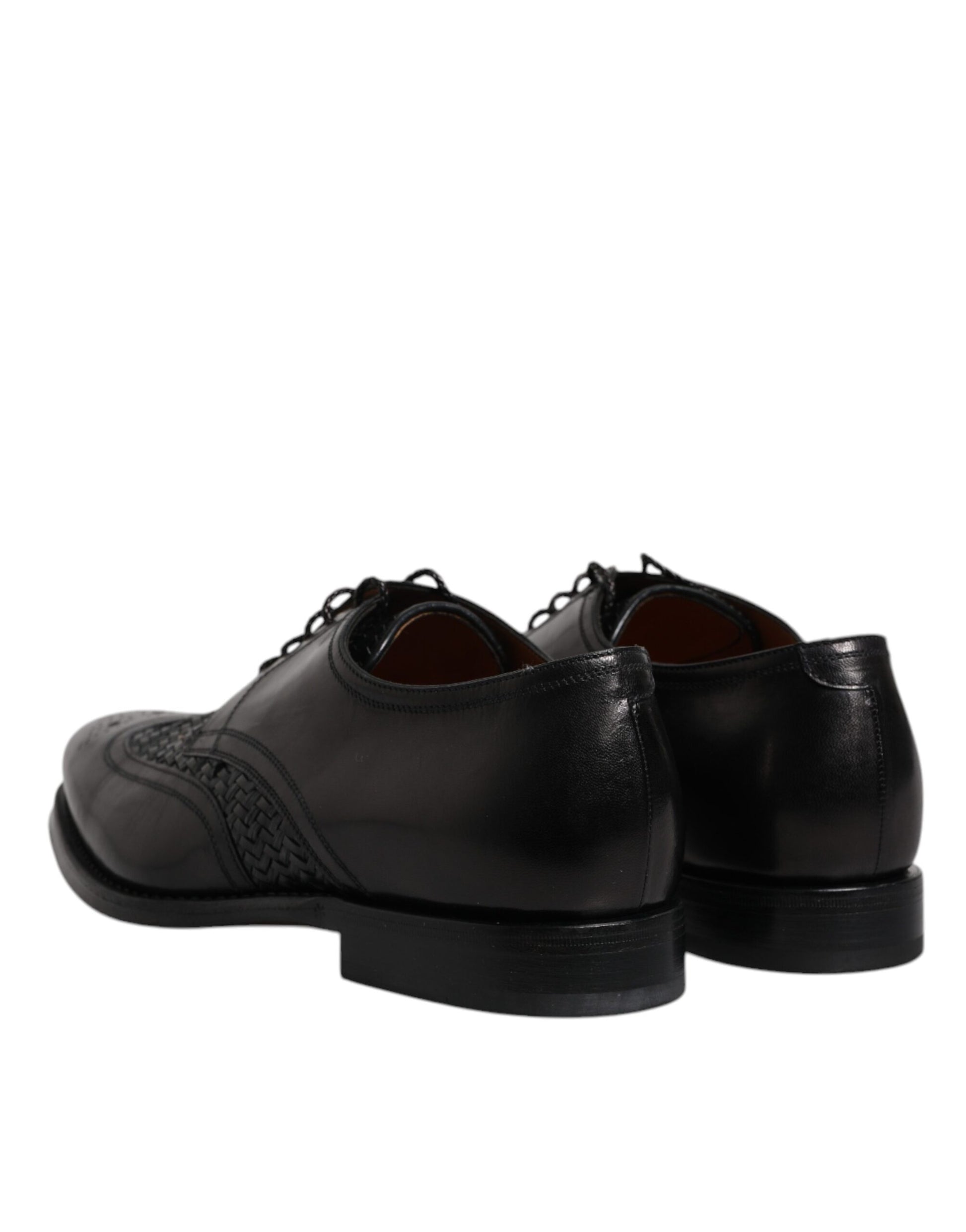 Dolce & Gabbana Black Leather Derby Wingtip Lace Up Formal Dress Shoes - ACCEXO