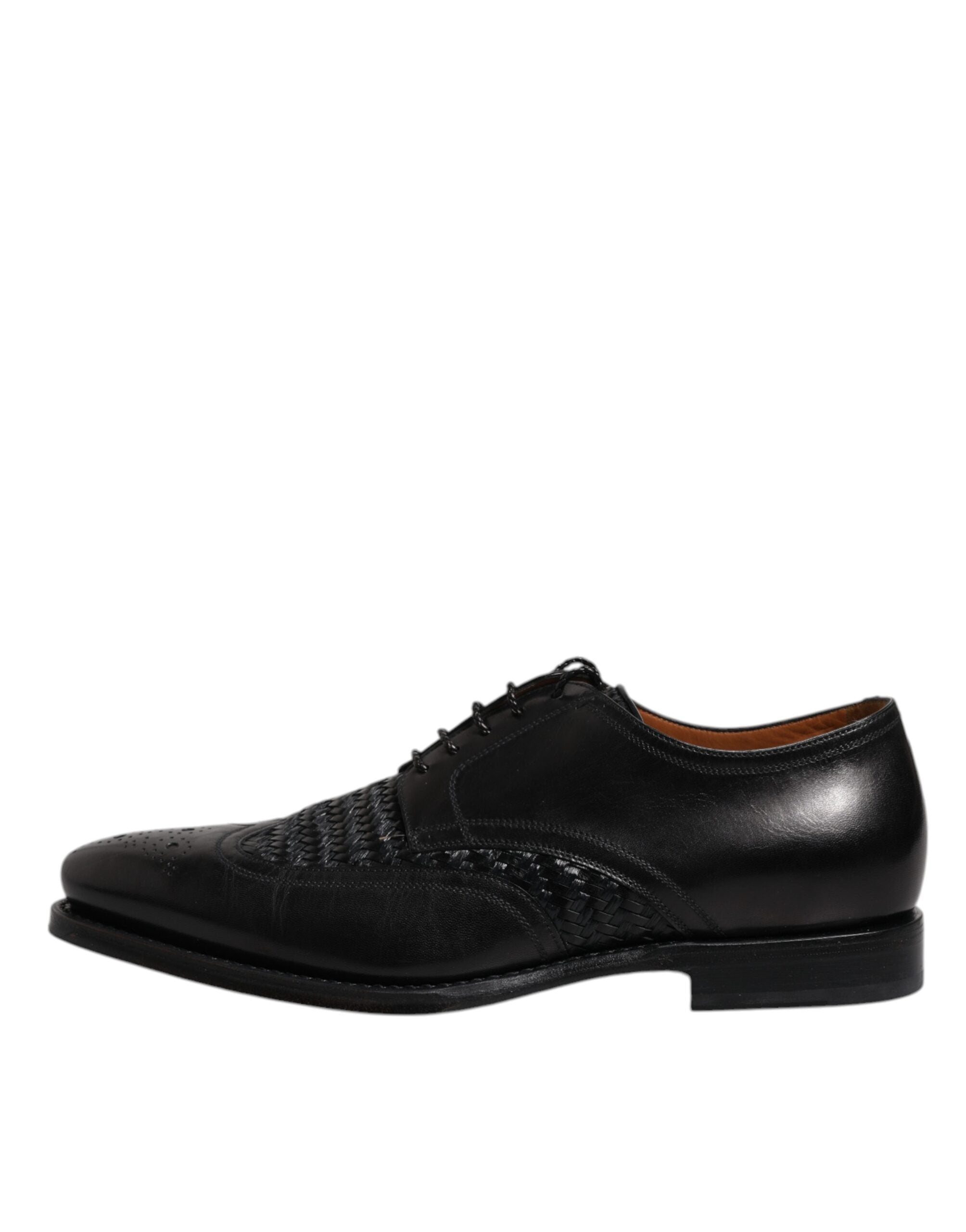 Dolce & Gabbana Black Leather Derby Wingtip Lace Up Formal Dress Shoes - ACCEXO