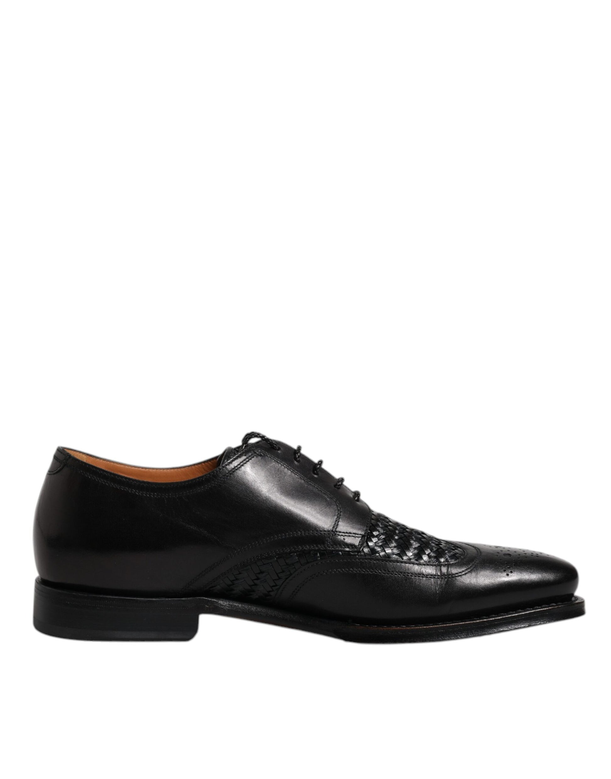 Dolce & Gabbana Black Leather Derby Wingtip Lace Up Formal Dress Shoes - ACCEXO