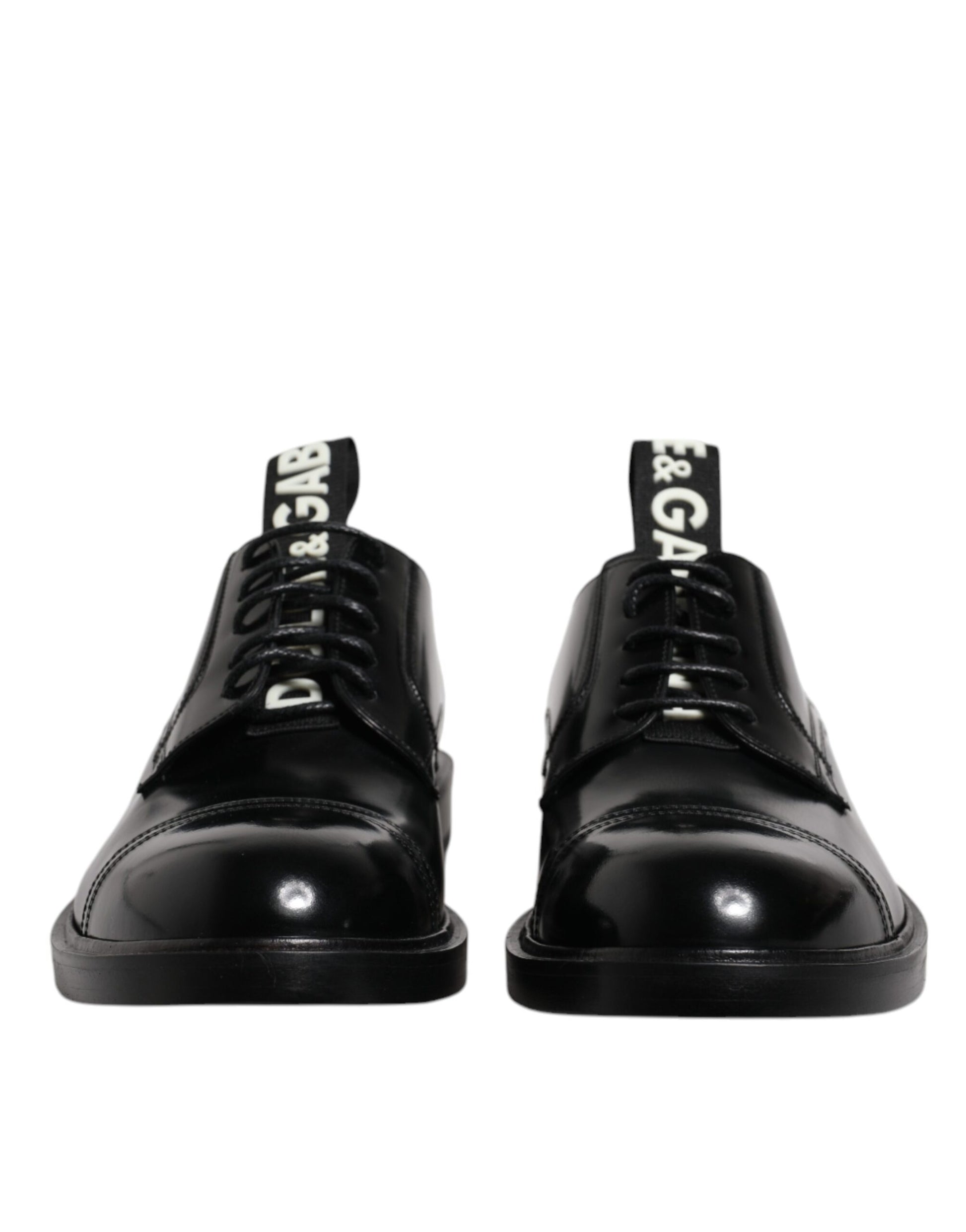 Dolce & Gabbana Black Patent Leather Derby Lace Up Formal Dress Shoes - ACCEXO
