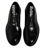 Dolce & Gabbana Black Patent Leather Derby Lace Up Formal Dress Shoes - ACCEXO