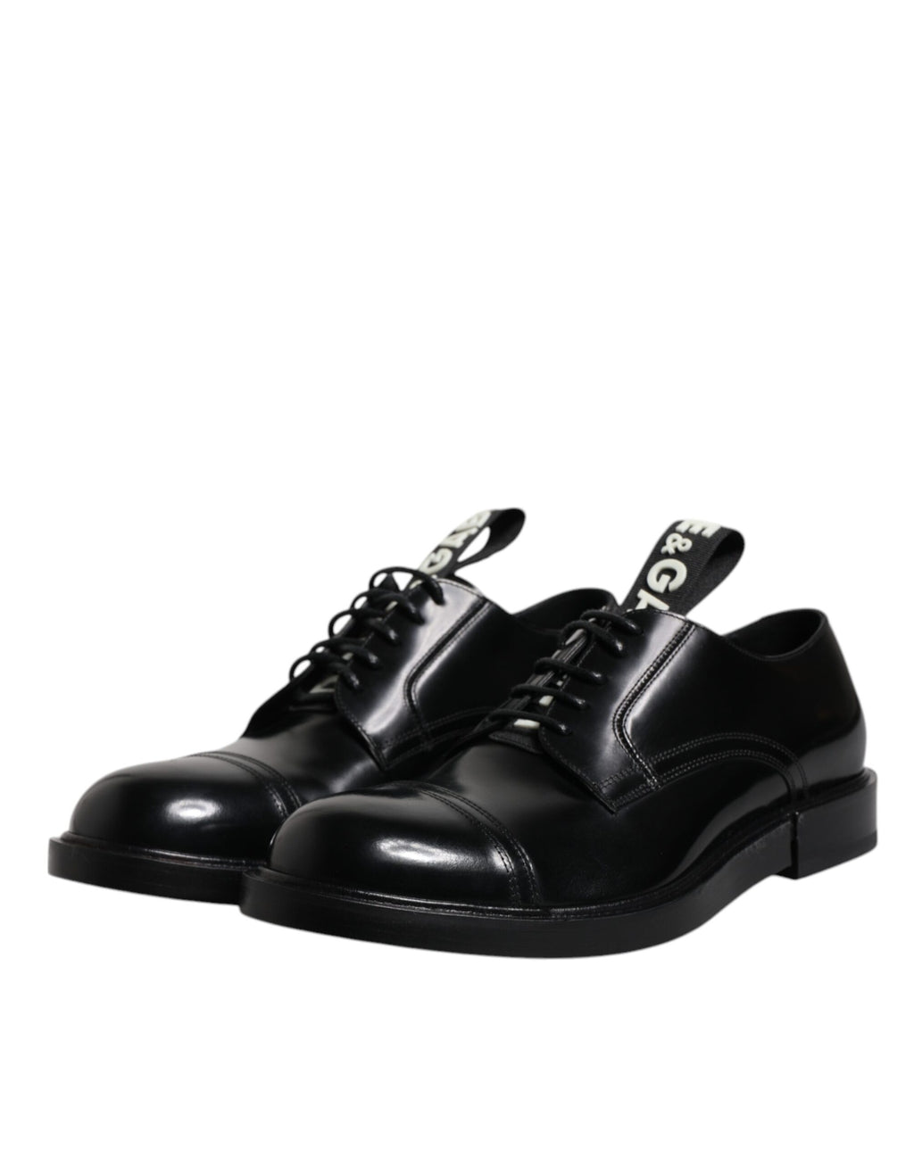 Dolce & Gabbana Black Patent Leather Derby Lace Up Formal Dress Shoes - ACCEXO