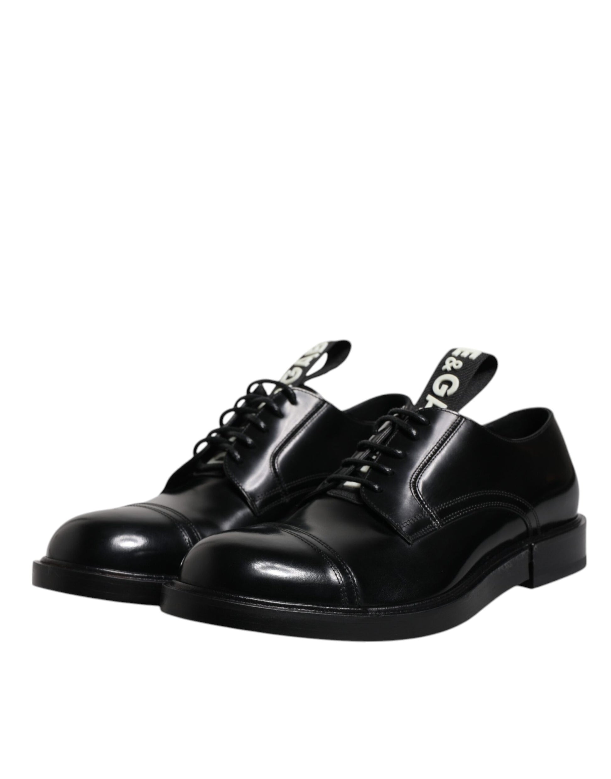 Dolce & Gabbana Black Patent Leather Derby Lace Up Formal Dress Shoes - ACCEXO