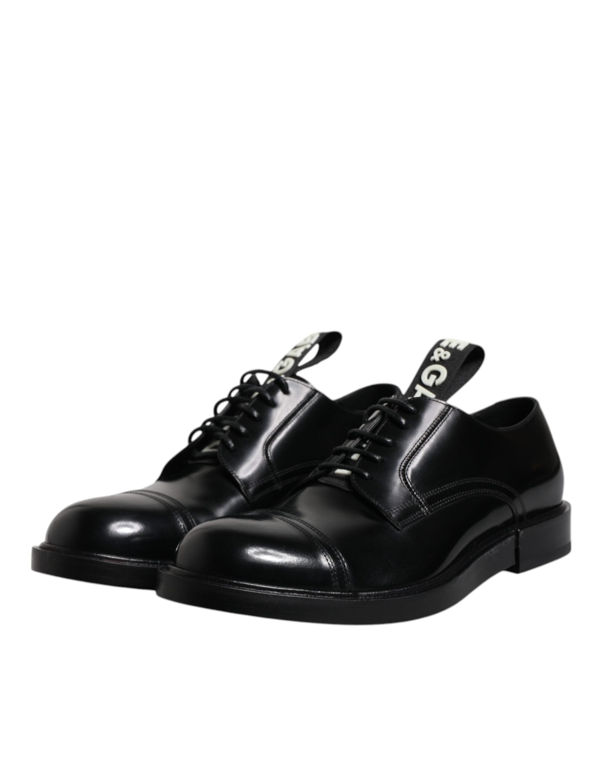 Dolce & Gabbana Black Patent Leather Derby Lace Up Formal Dress Shoes - ACCEXO