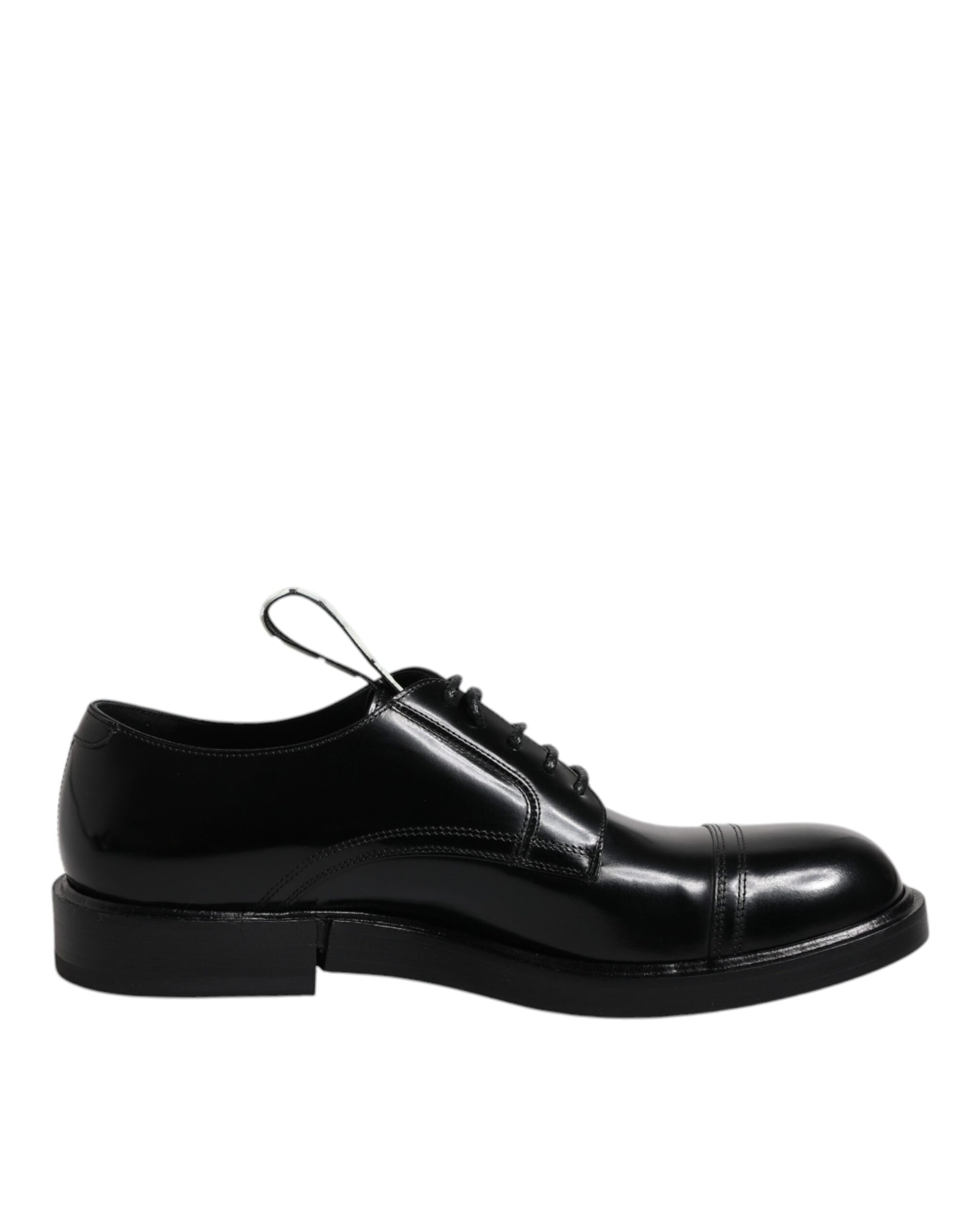 Dolce & Gabbana Black Patent Leather Derby Lace Up Formal Dress Shoes - ACCEXO