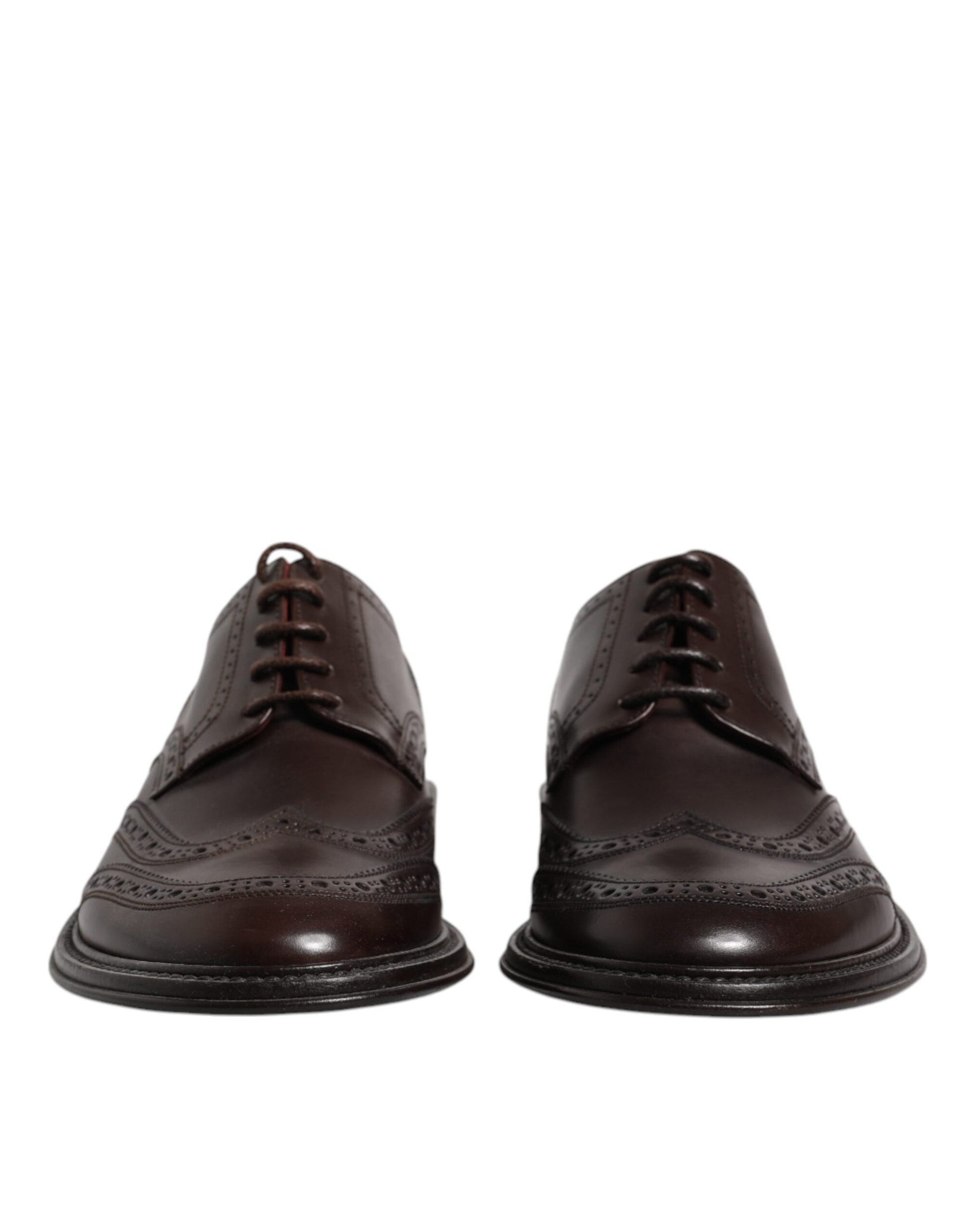Dolce & Gabbana Brown Leather Derby Wingtip Lace Up Formal Dress Shoes - ACCEXO
