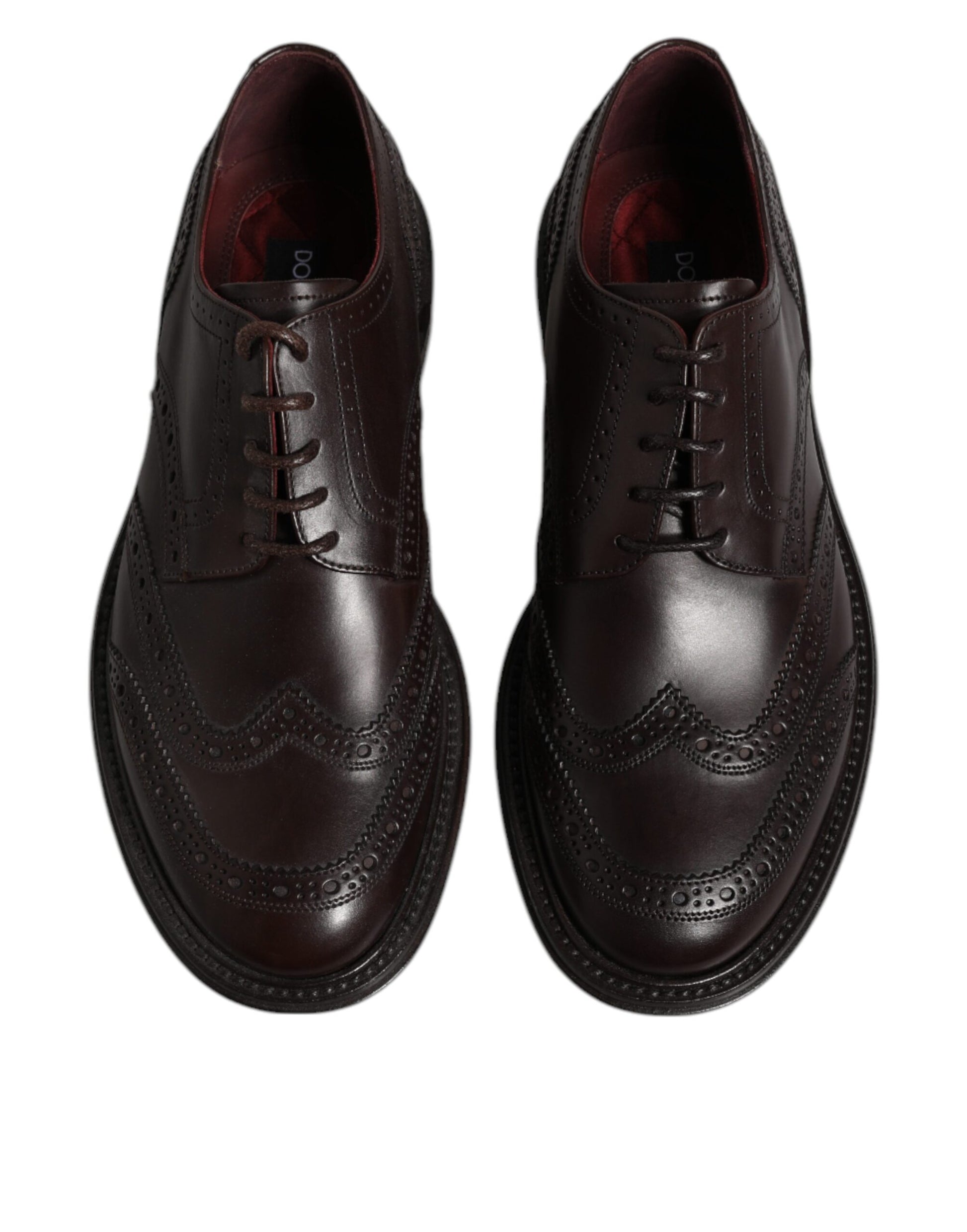 Dolce & Gabbana Brown Leather Derby Wingtip Lace Up Formal Dress Shoes - ACCEXO