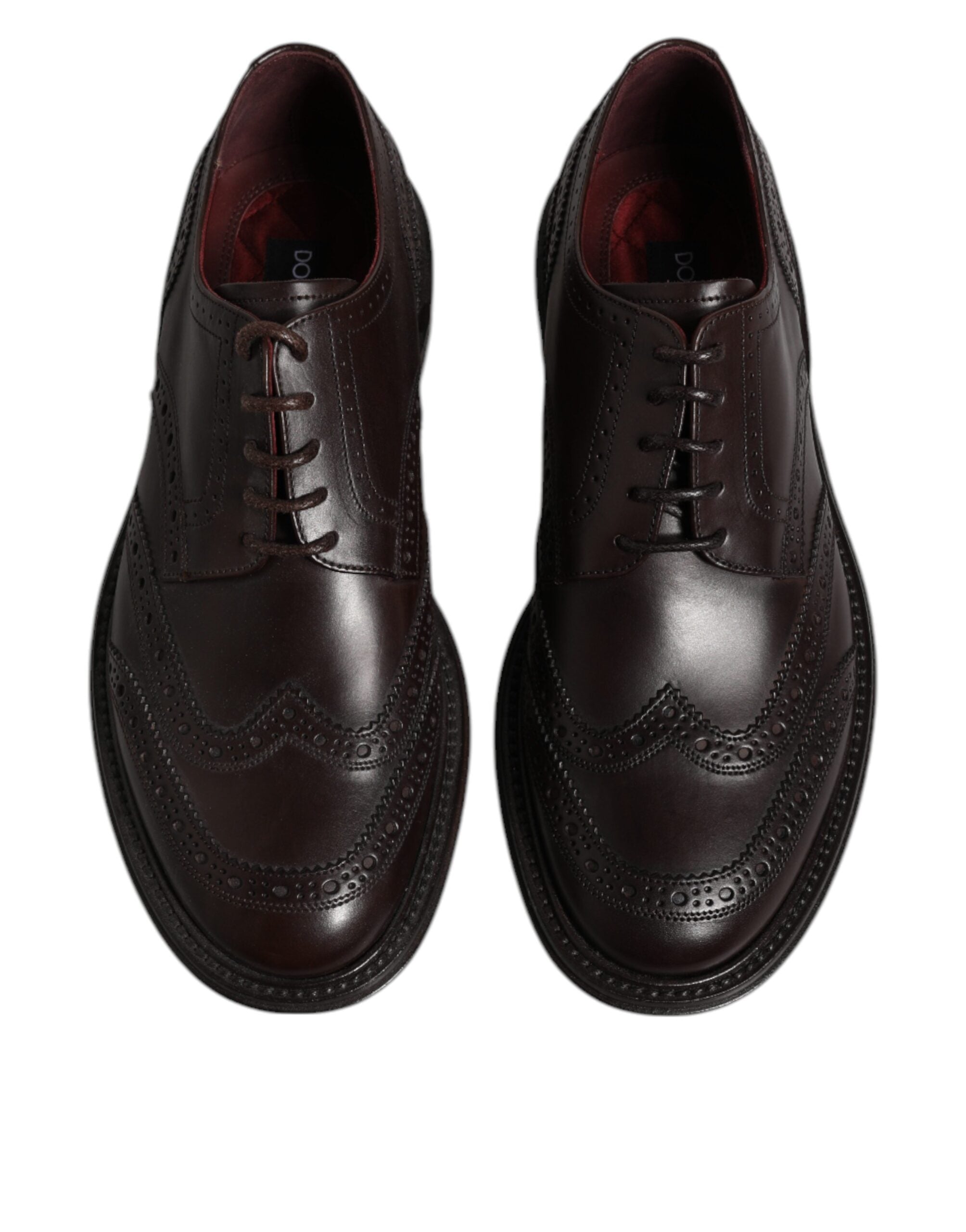 Dolce & Gabbana Brown Leather Derby Wingtip Lace Up Formal Dress Shoes - ACCEXO