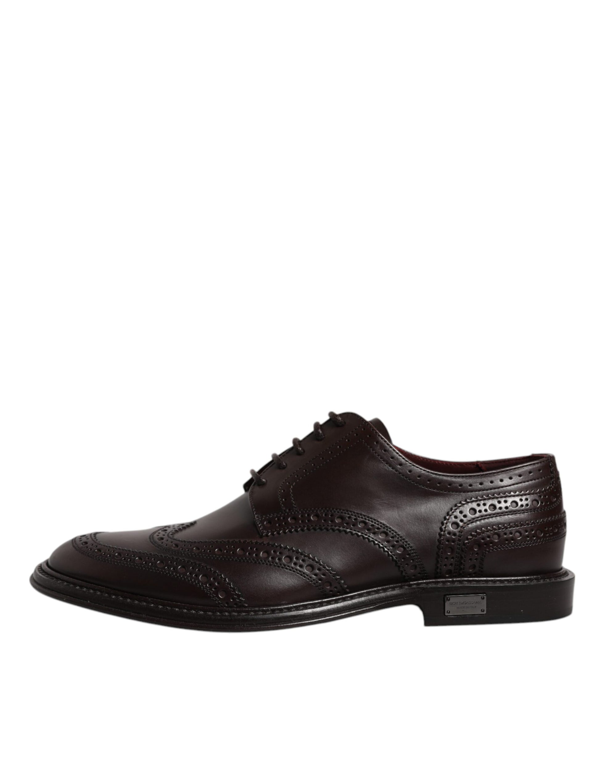 Dolce & Gabbana Brown Leather Derby Wingtip Lace Up Formal Dress Shoes - ACCEXO