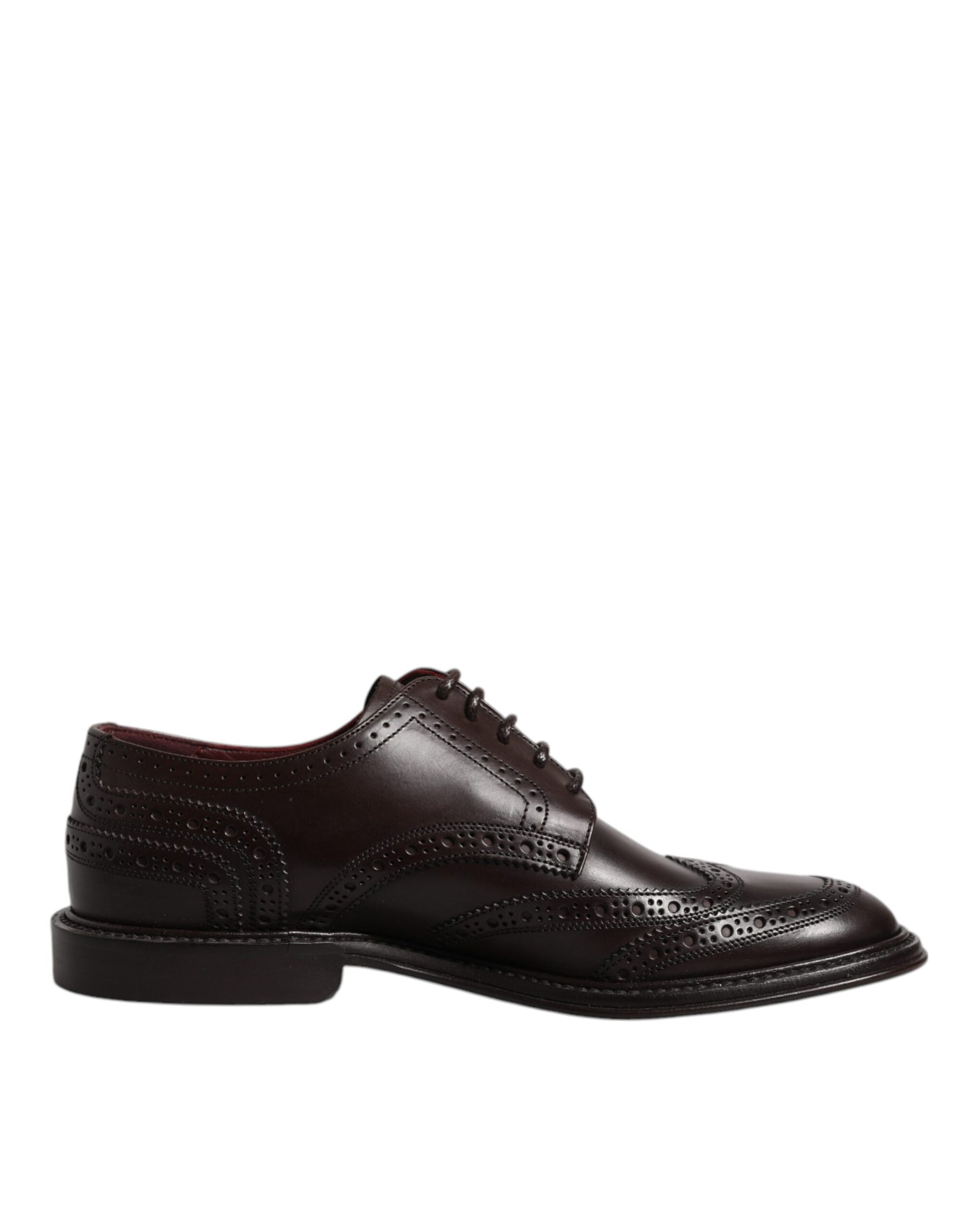 Dolce & Gabbana Brown Leather Derby Wingtip Lace Up Formal Dress Shoes - ACCEXO