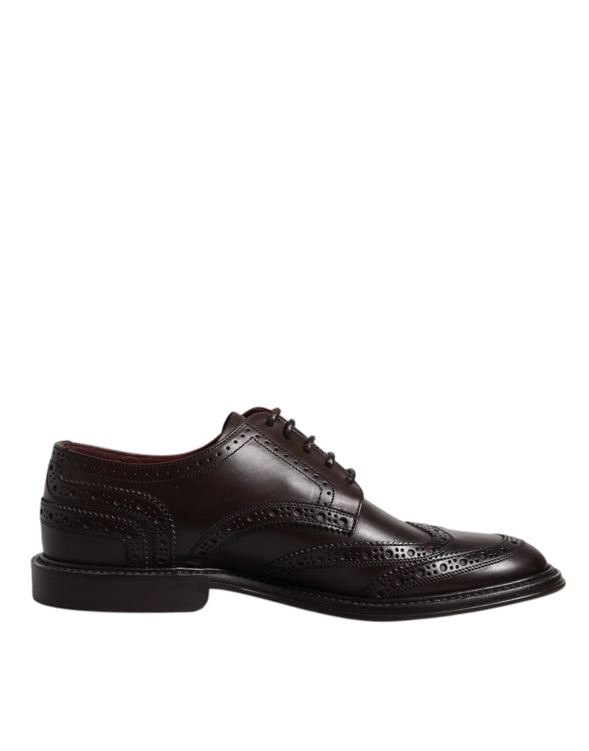 Dolce & Gabbana Brown Leather Derby Wingtip Lace Up Formal Dress Shoes - ACCEXO