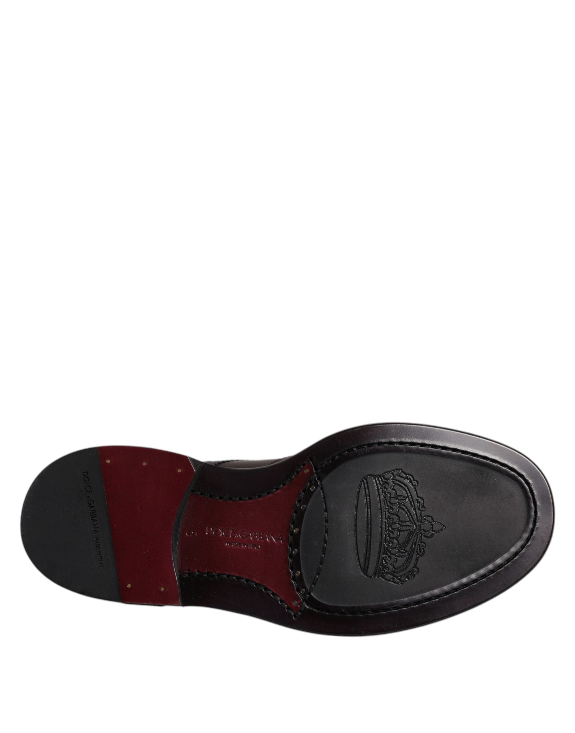 Dolce & Gabbana Brown Leather Derby Wingtip Lace Up Formal Dress Shoes - ACCEXO