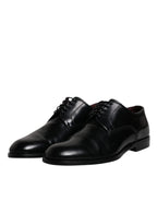 Dolce & Gabbana Black Calfskin Leather Derby Lace Up Formal Dress Shoes - ACCEXO