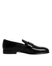 Dolce & Gabbana Black Exotic Leather DG Logo Loafers Formal Dress Shoes - ACCEXO