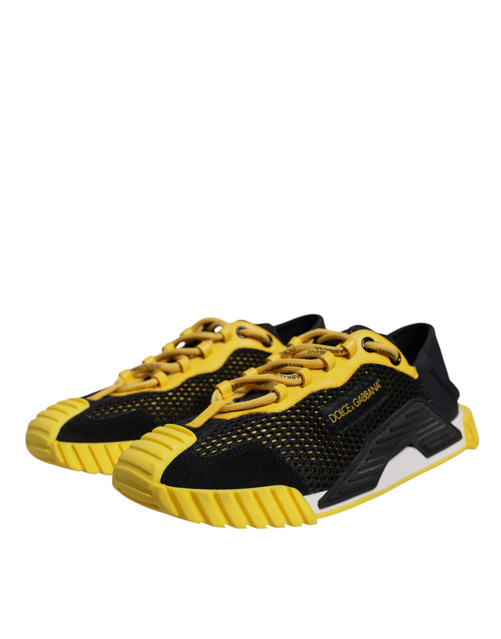 Dolce & Gabbana Black Yellow Low Top NS1 Sneakers Shoes - ACCEXO