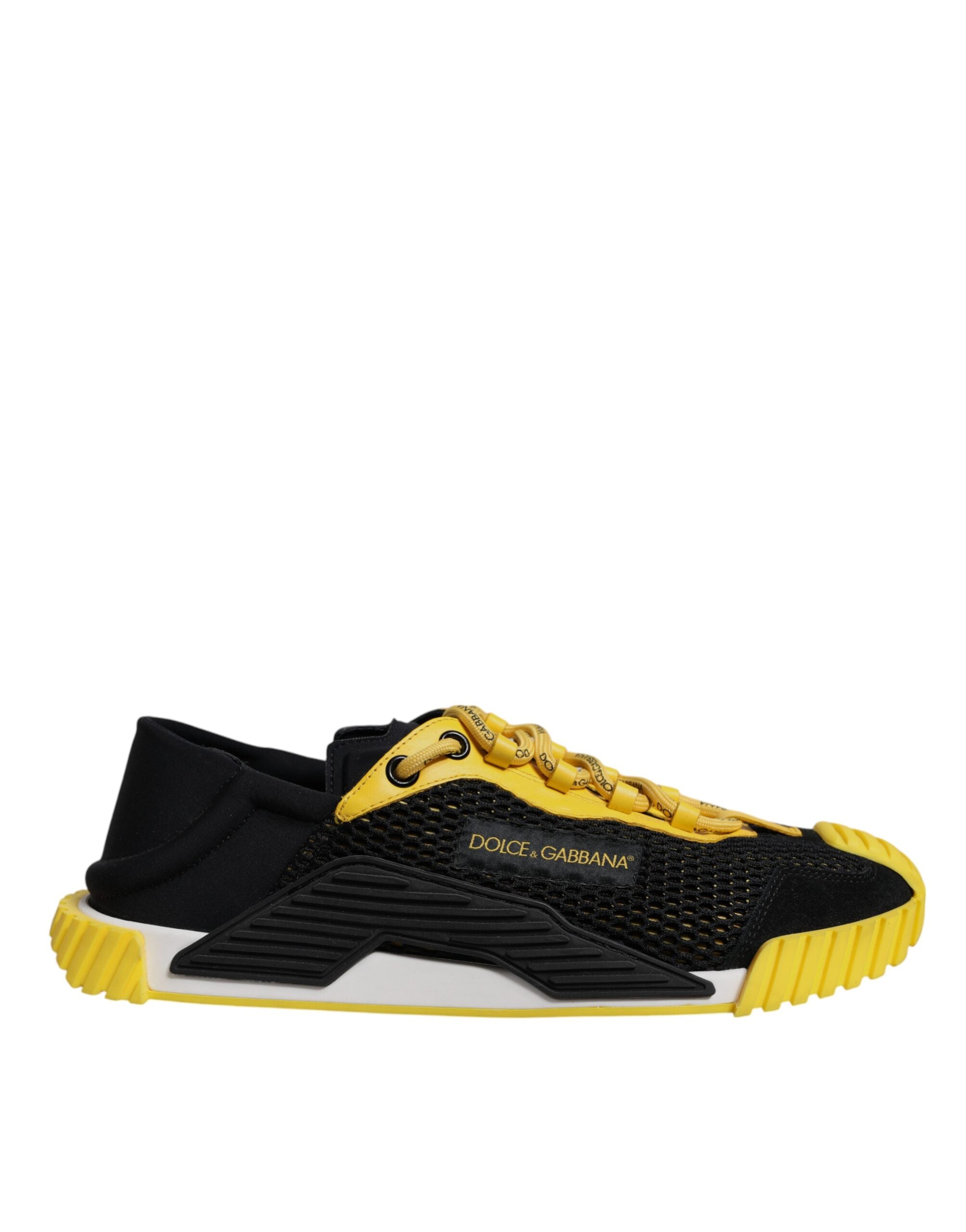 Dolce & Gabbana Black Yellow Low Top NS1 Sneakers Shoes - ACCEXO