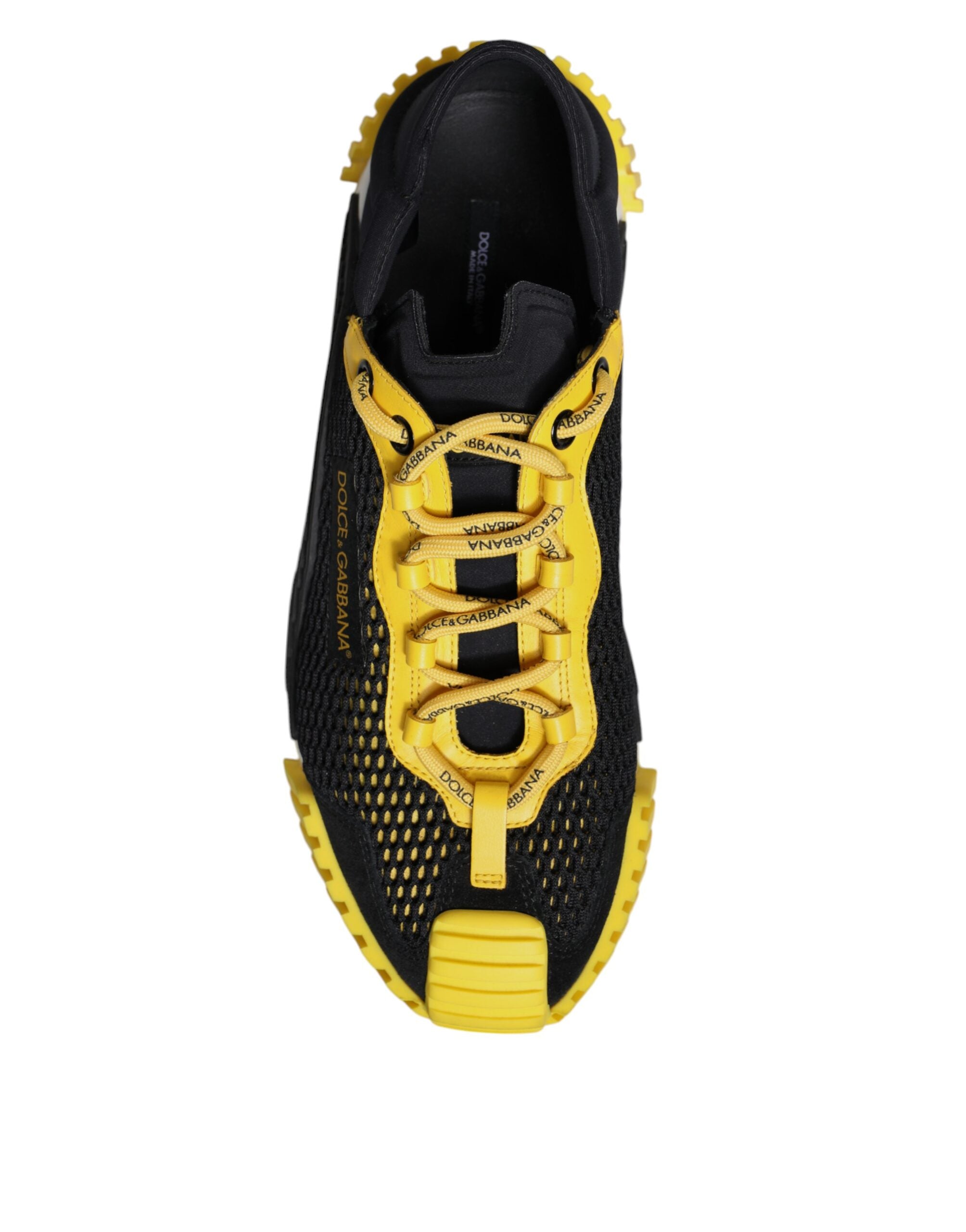 Dolce & Gabbana Black Yellow Low Top NS1 Sneakers Shoes - ACCEXO