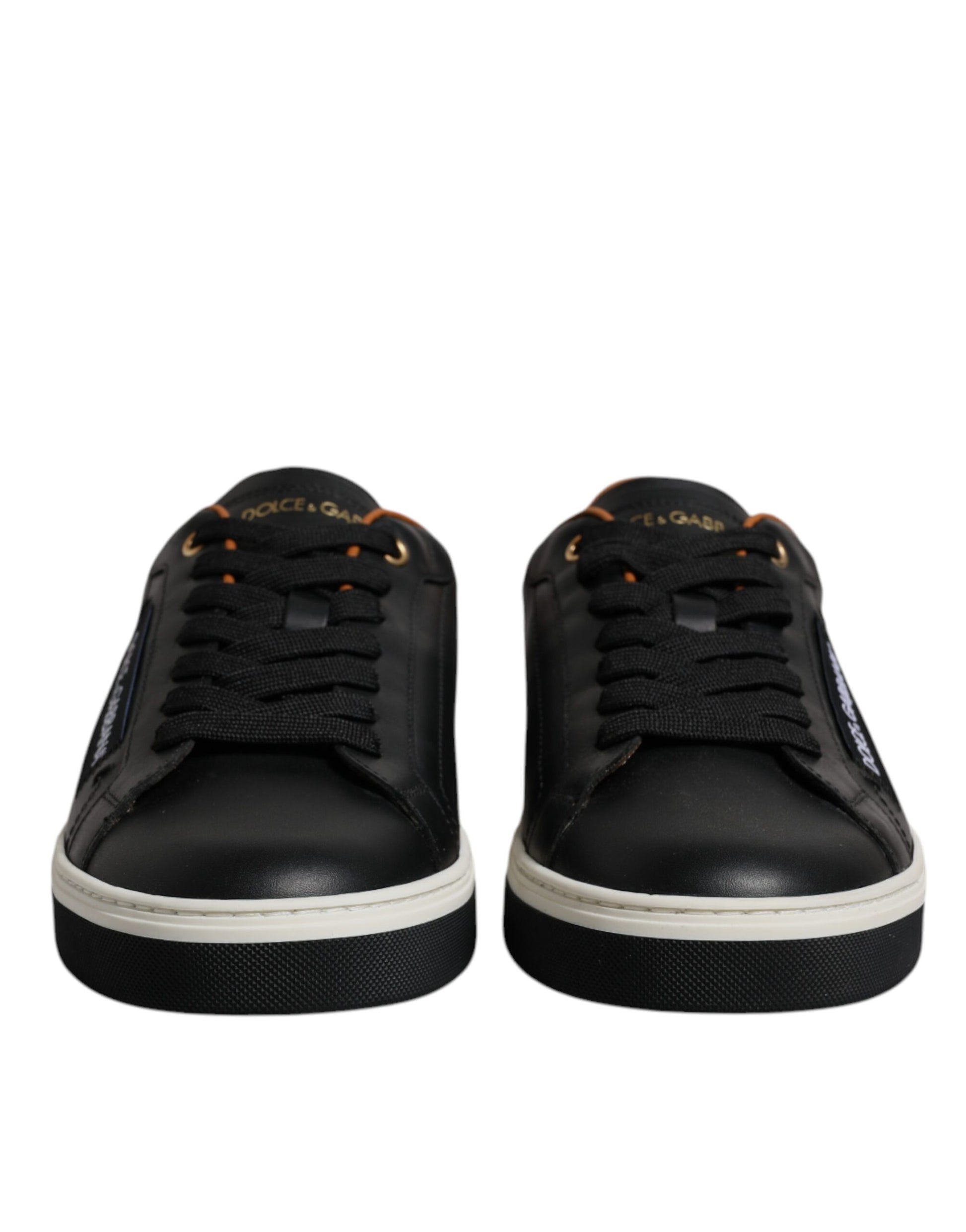 Dolce & Gabbana Black Leather Low Top Men Sneakers Shoes - ACCEXO
